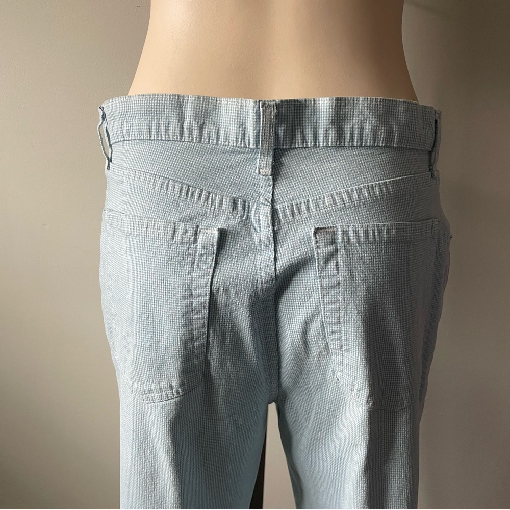 90s Y2K French Dressing Micro Gingham Pin Check Blue White Denim Jeans - Picture 6 of 7